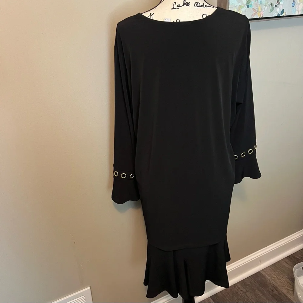 Susan Graver QVC 2 pc trumpet skirt and grommet sleeve top black jersey flowing - Picture 5 of 16